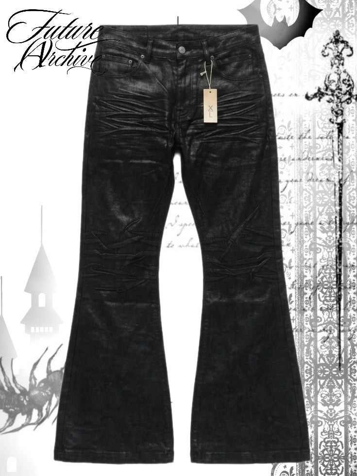WAX-ON WAX-OFF FLARED BLACK DENIM